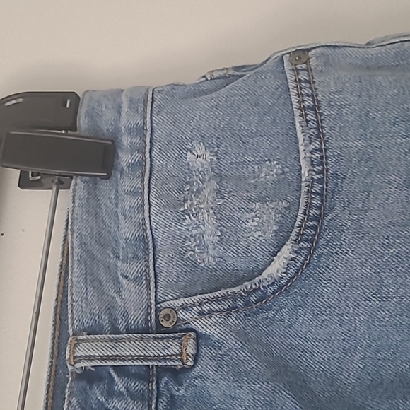 All Saints Kate High Waist Distressed Cut Off Patch Denim Shorts Size 26 - Picture 7 of 14